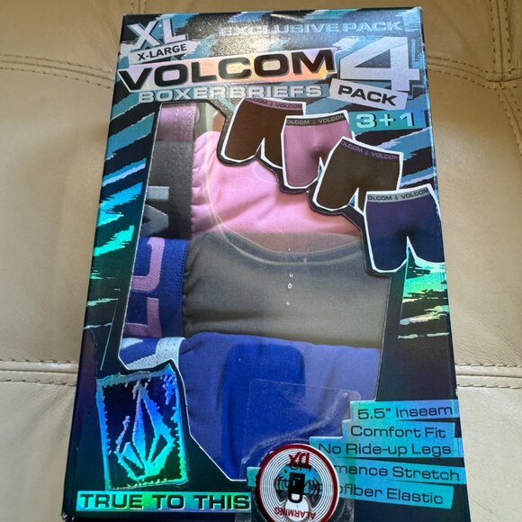 VOLCOM Men's 4 Pack Microfiber Boxer Briefs 5.5" Inseam NO Ride-Up Legs NWT - Picture 2 of 4